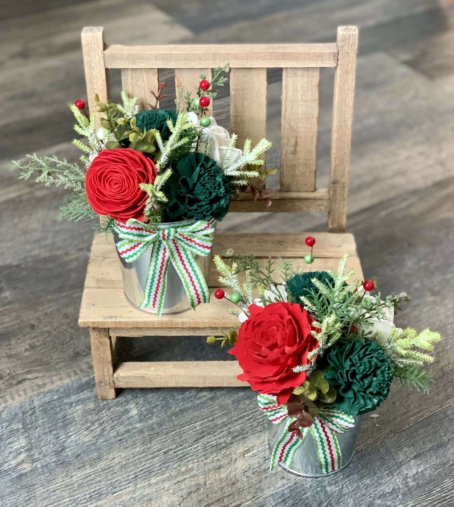 Holiday Wood Flower Bucket