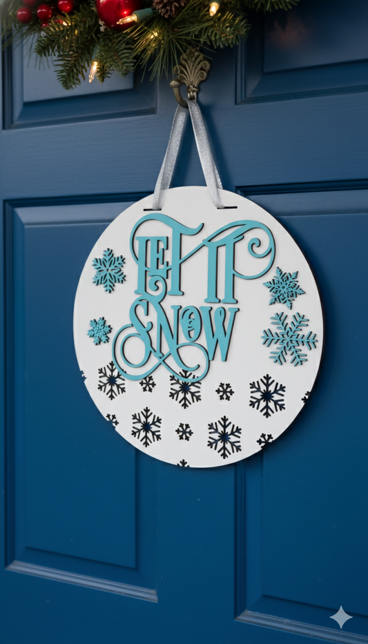 Let It Snow Door Hanger – Elegant Winter Snowflake Front Door Sign