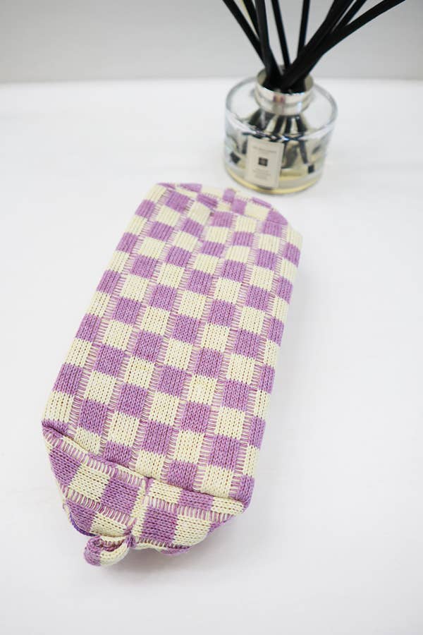 Pink Checkered  Cosmetic Bag