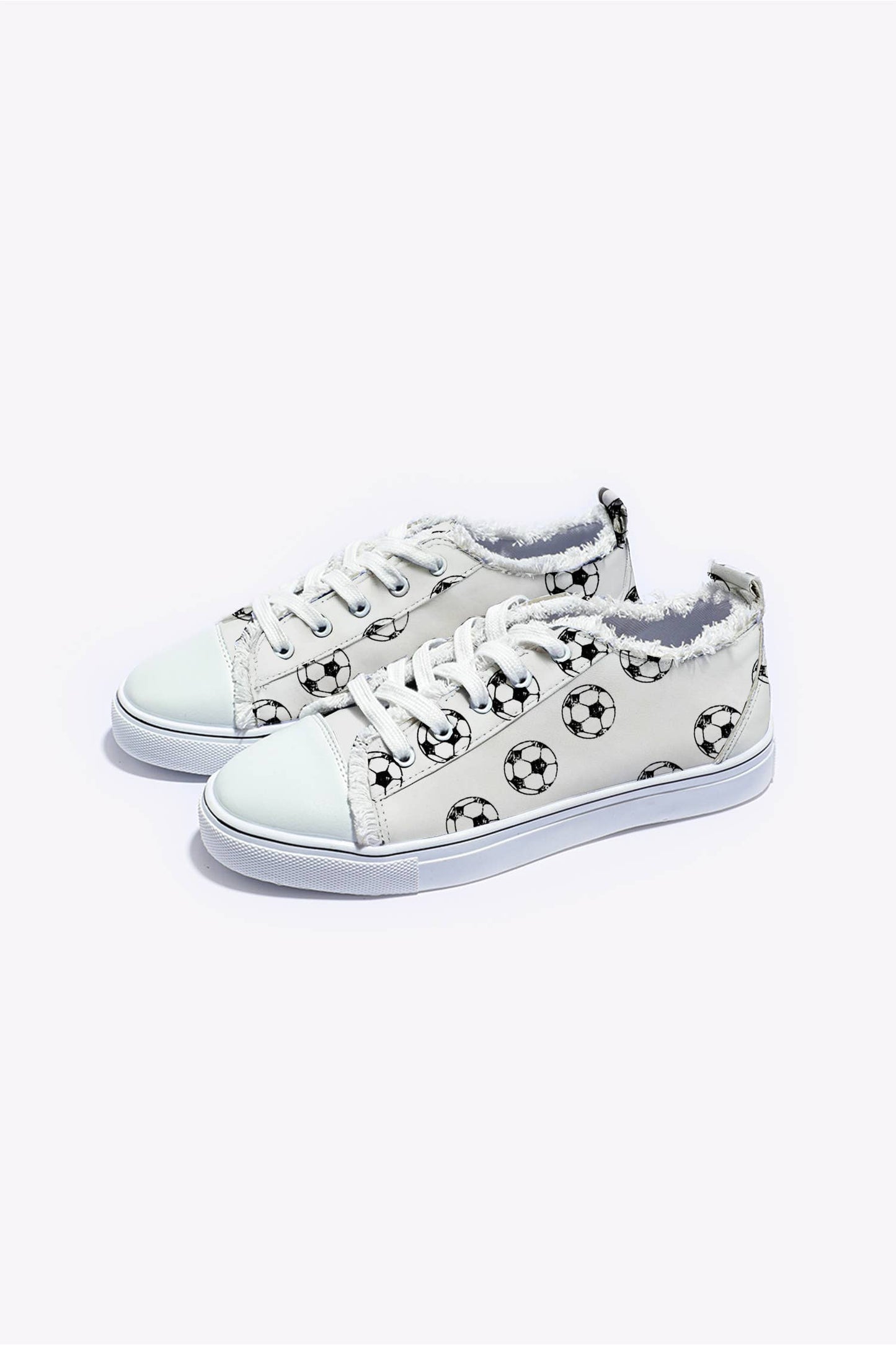 Soccer Print Frayed Canvas Sneakers