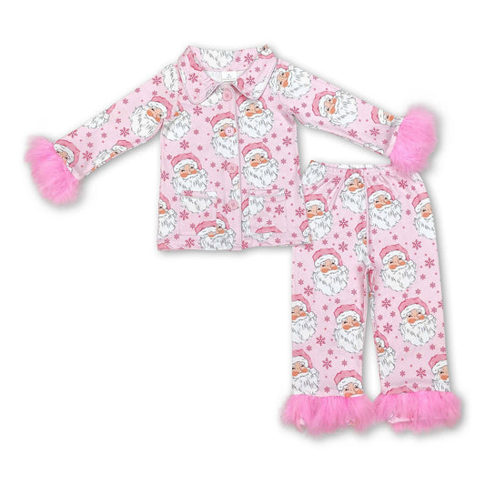 Mommy & Me Pink Santa Pajama Set