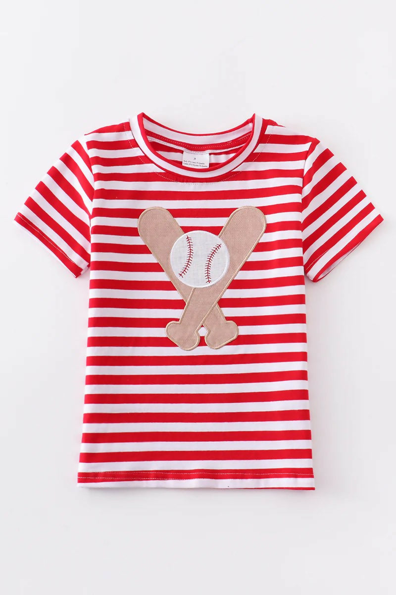 Red Striped Baseball Top