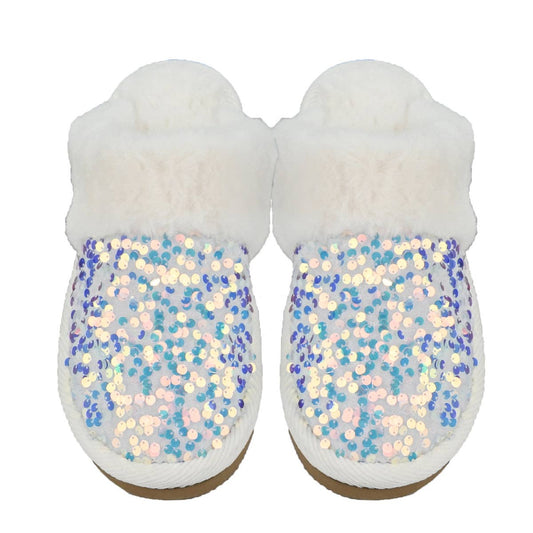 Sequin Faux Fur C.C Slippers