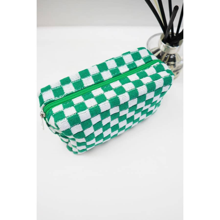 Pink Checkered  Cosmetic Bag