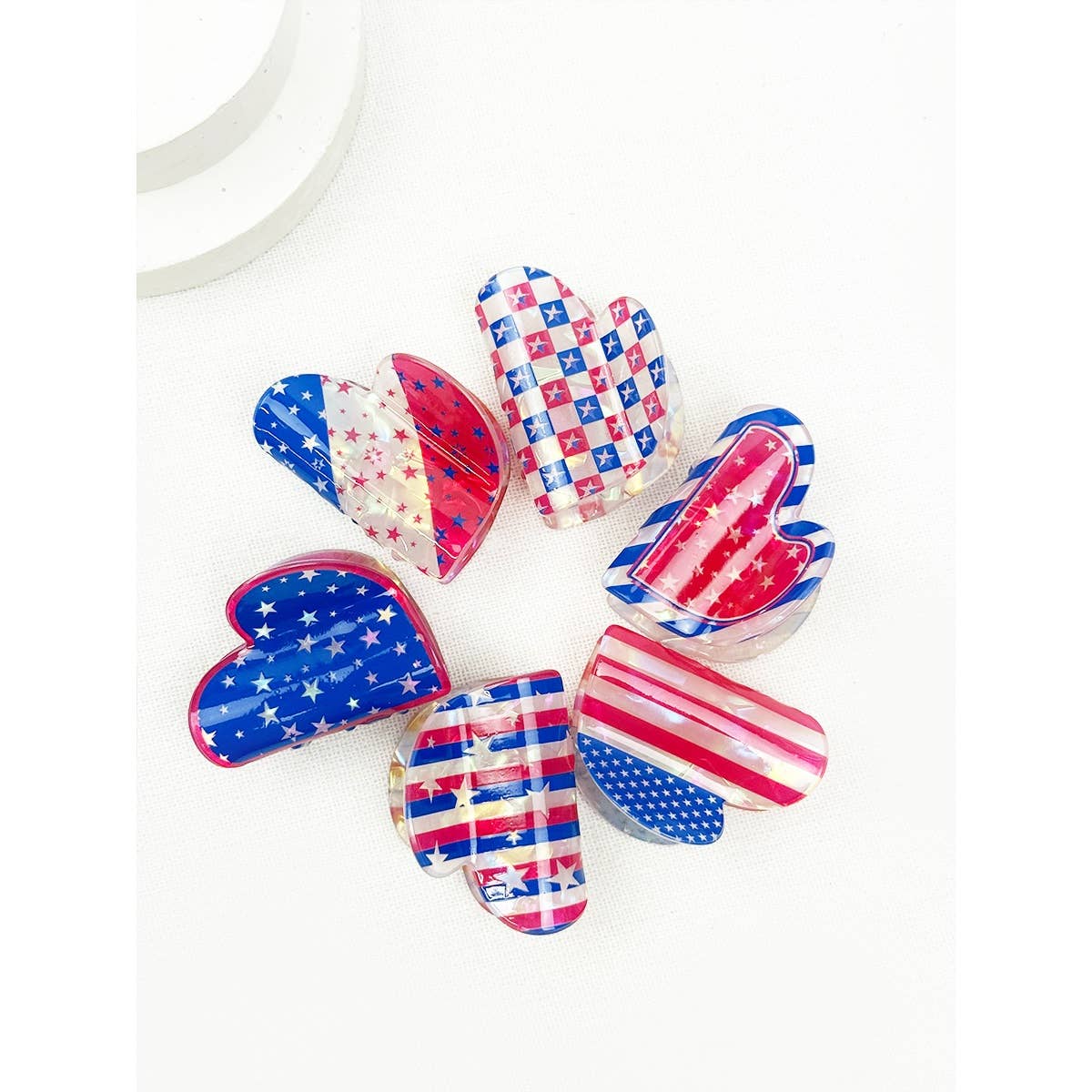 Mini Patriotic Rectangle Hair Claw Clips