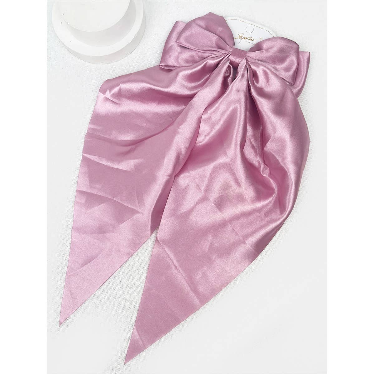 Mauve Satin Oversized French Bow