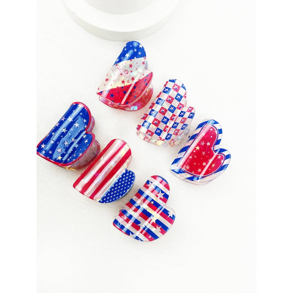 Mini Patriotic Rectangle Hair Claw Clips