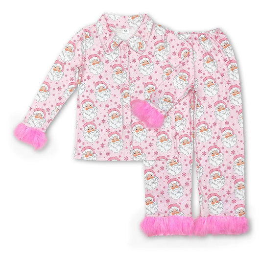 Mommy & Me Pink Santa Pajama Set