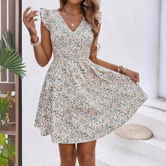 Floral Ruffle Sleeve Dress