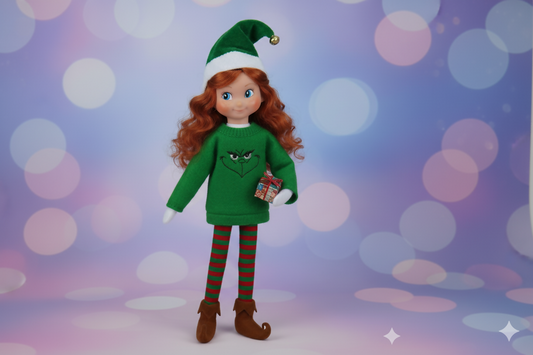 Mean Green Guy Elf Sweater – Embroidered Holiday Mischief Elf Outfit