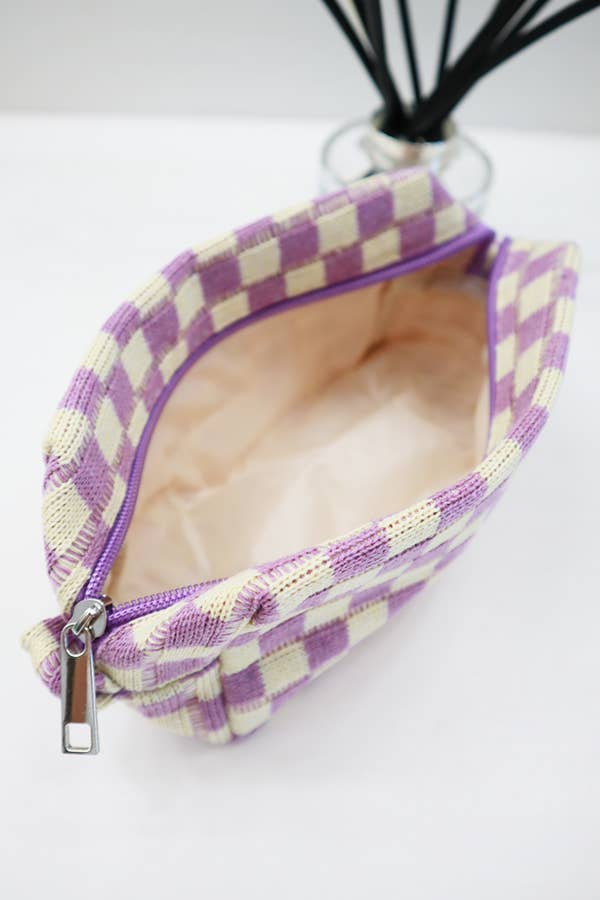 Pink Checkered  Cosmetic Bag