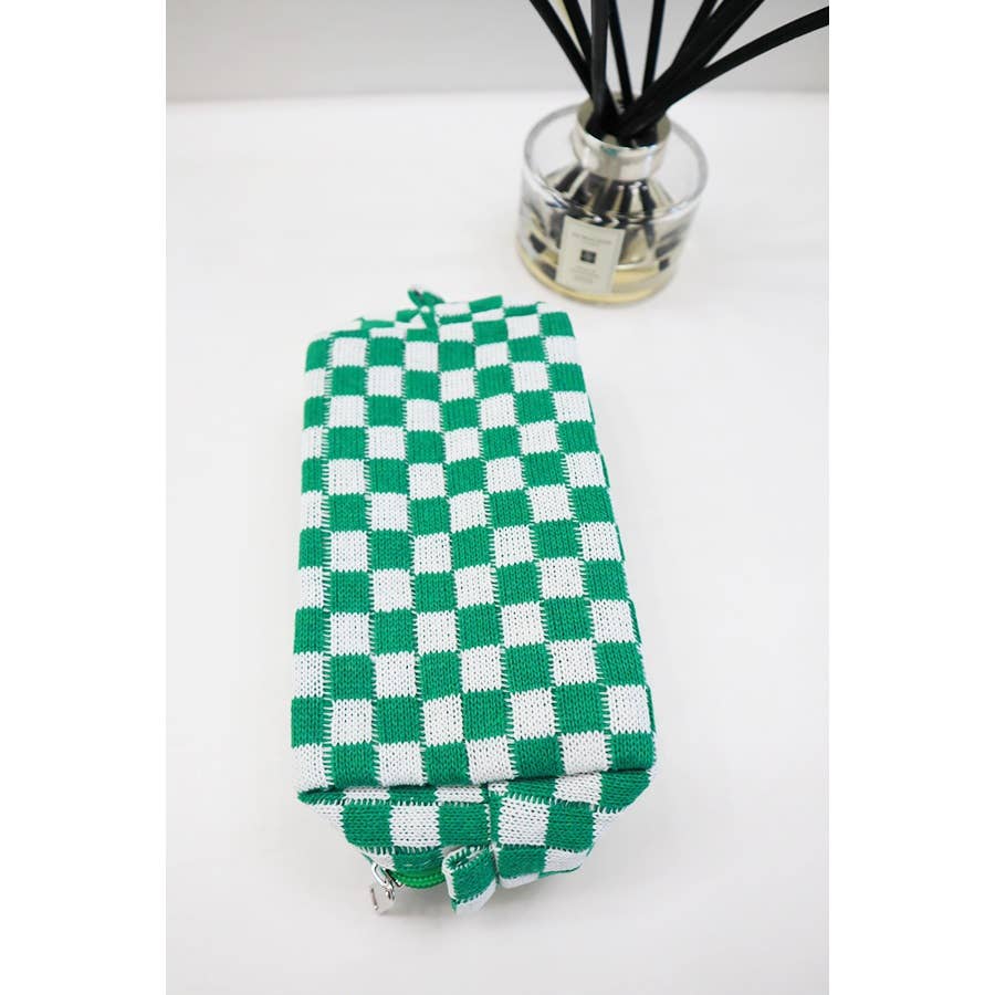 Pink Checkered  Cosmetic Bag