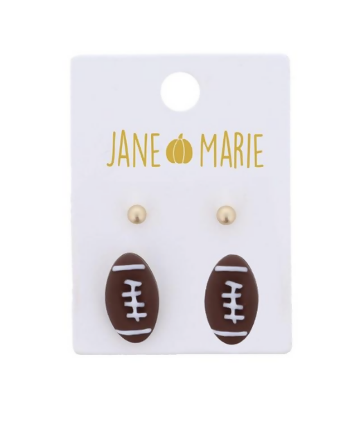 Football and Gold Stud Earring Set