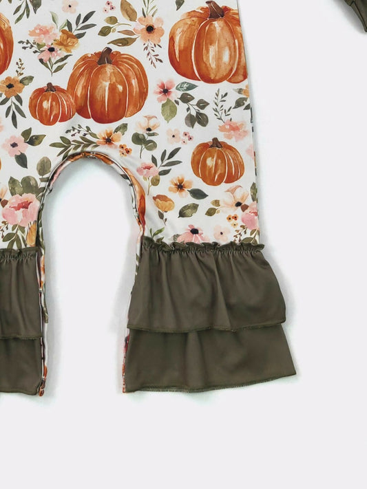 Wispy Pumpkin Ruffle Romper