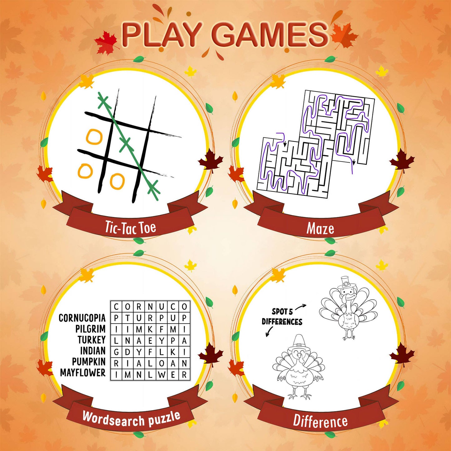 Thanksgiving Coloring Tablecloth Set