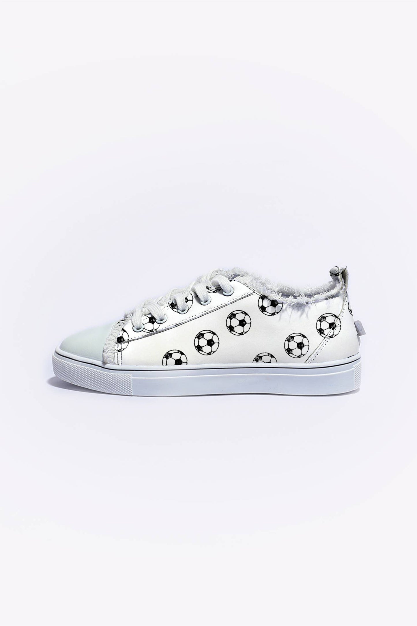 Soccer Print Frayed Canvas Sneakers