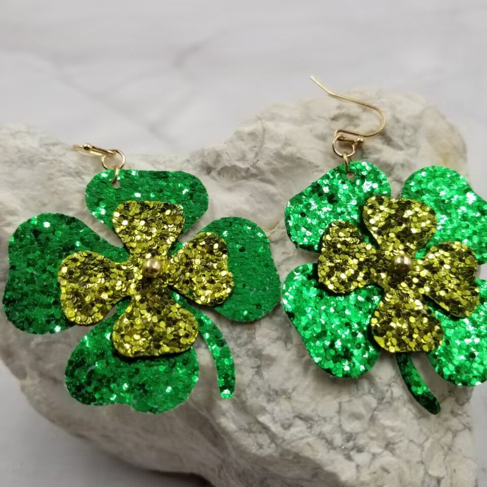 Glitter Shamrock Earrings