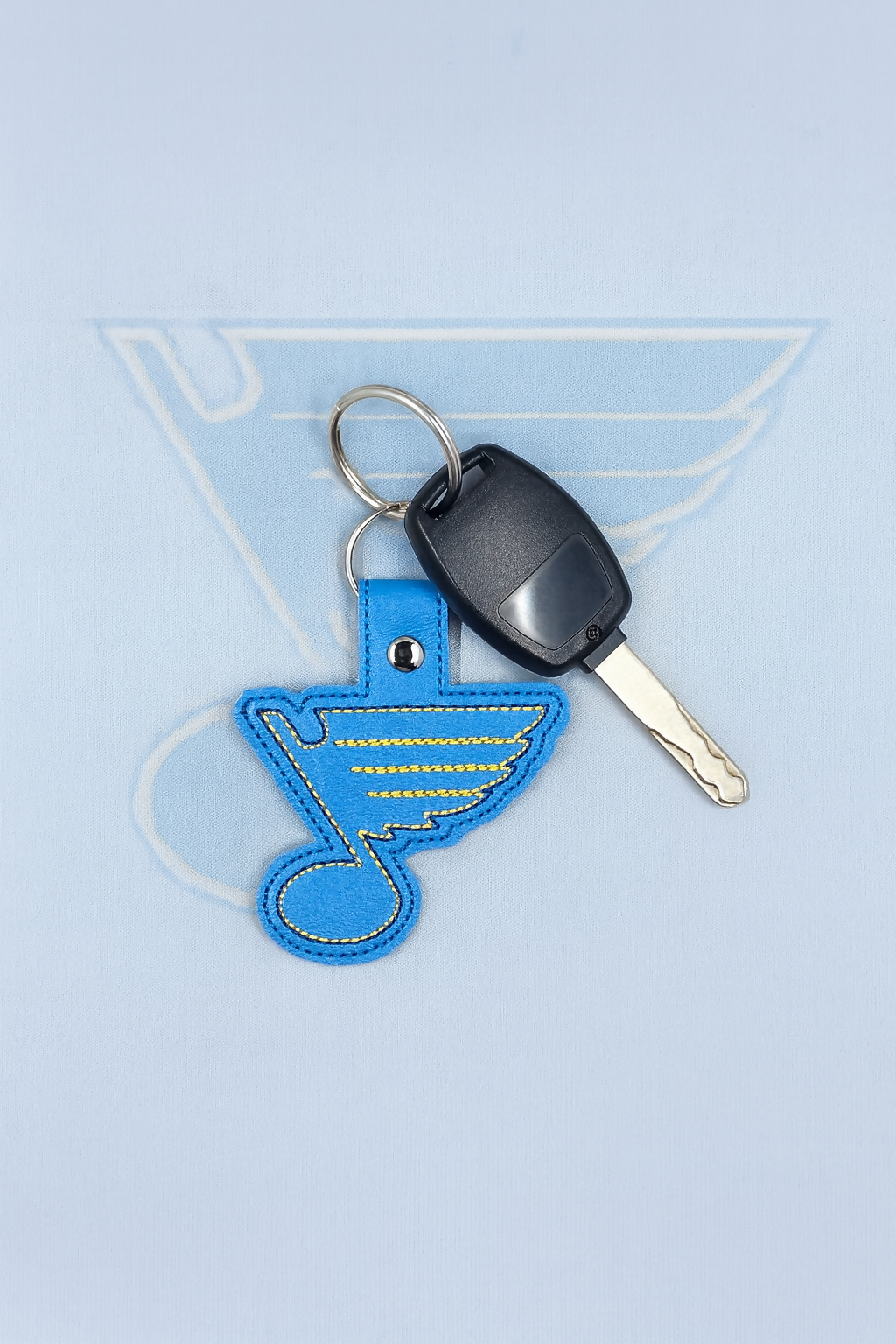 St. Louis Blues Note Embroidered Keychain | Blue and Gold Vinyl Keychain