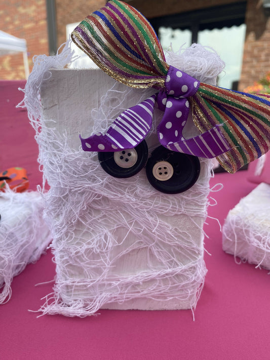 Small Mummy multi-colored and purple bow