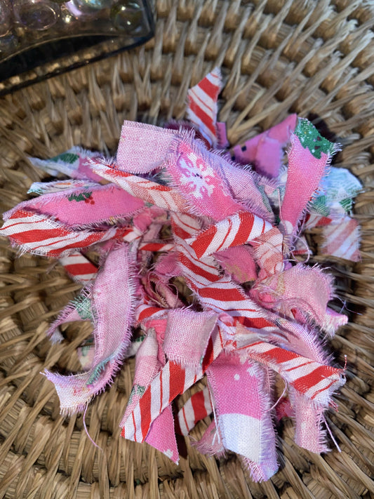 Candy Cane and Pink snowman hair tie