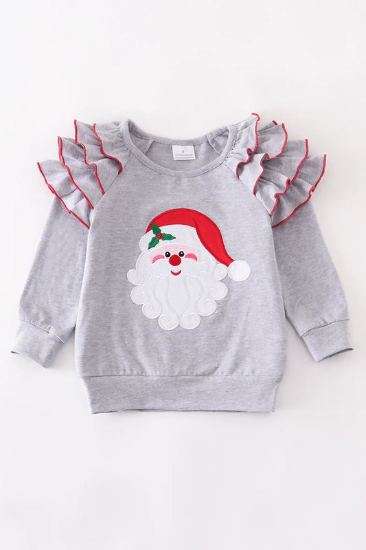 gray santa ruffle shirt