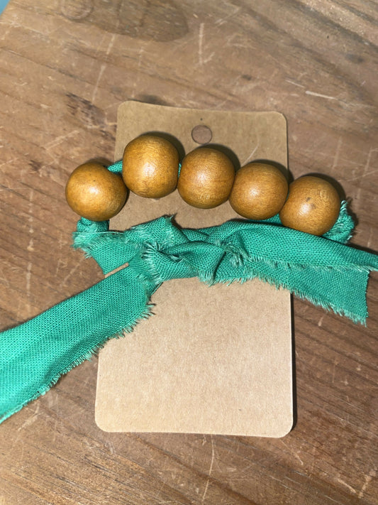 Green with Wood Beads wrap
