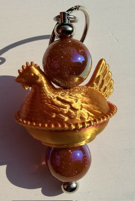 Hen on Nest Keychain - Color Shift