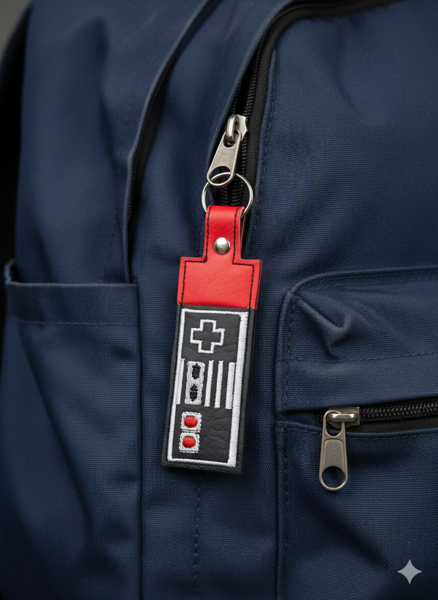 Classic Controller Embroidered Chapstick Holder | Vinyl Lip Balm Holder Keychain