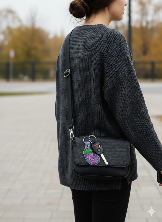 “Don’t Be a Richard” Embroidered Keychain | Funny Eggplant Vinyl Keychain