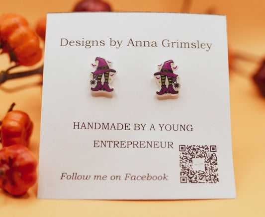 Whimsical Halloween Witch Earrings
