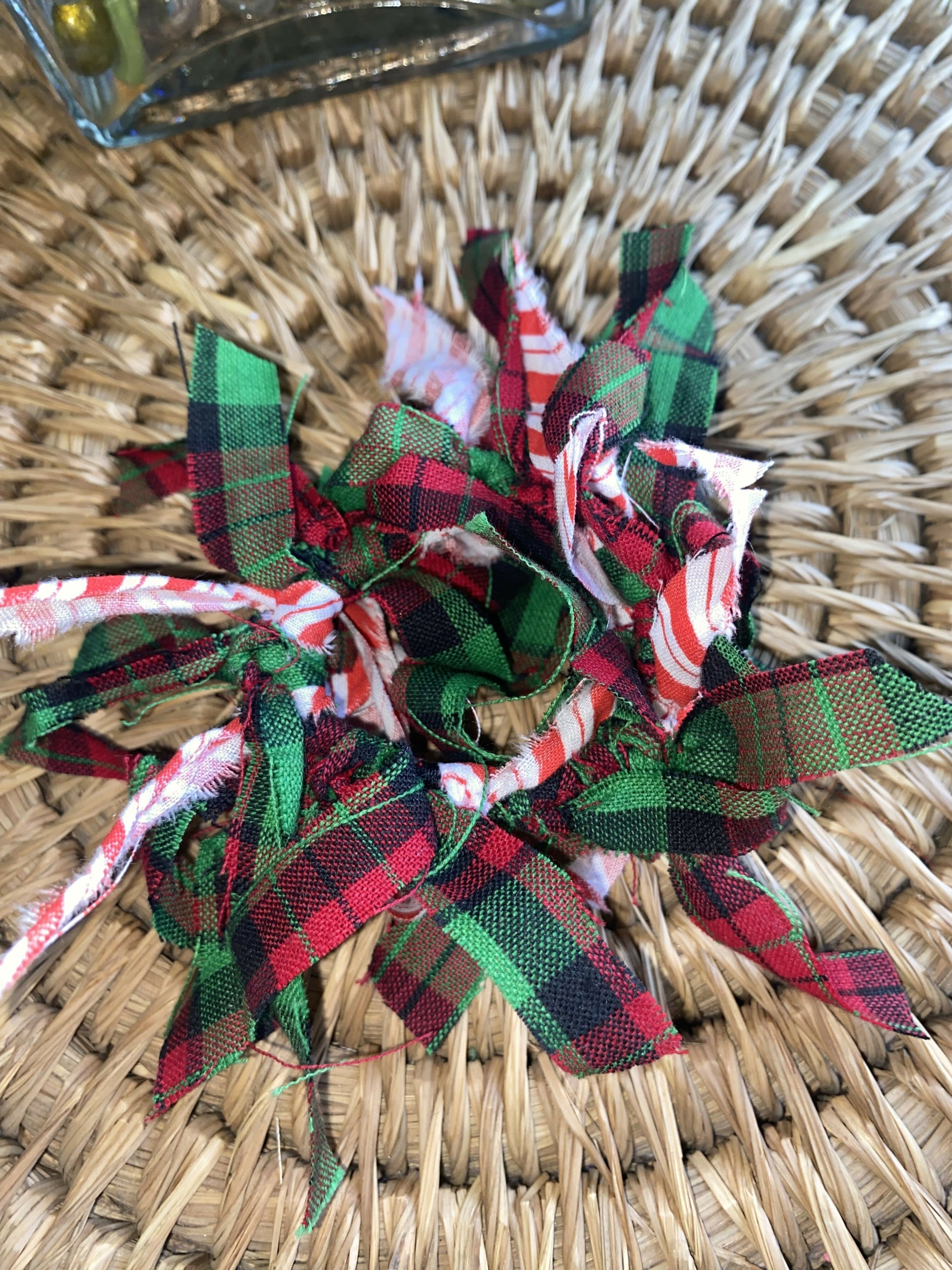 Plaid and Candy Cane hair tie