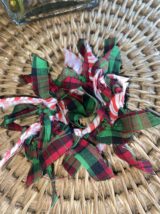 Plaid and Candy Cane hair tie