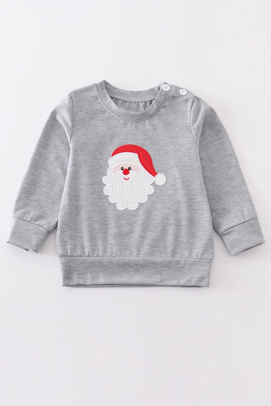 grey christmas santa boy crewneck