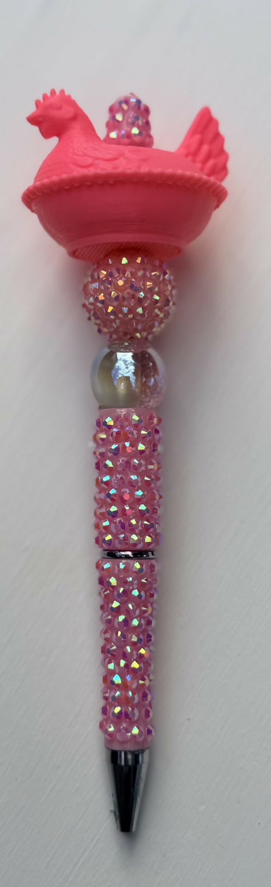 Hen On Nest Pink Pen
