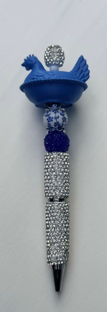 Hen on Nest Blue Pen