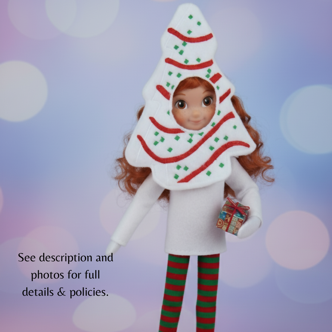 Christmas Tree Cake Elf Costume – Embroidered Fleece Holiday Outfit