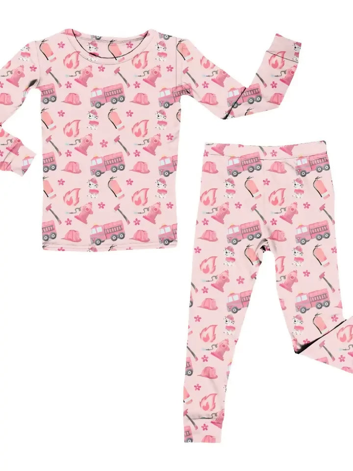 pink firefighter two piece set