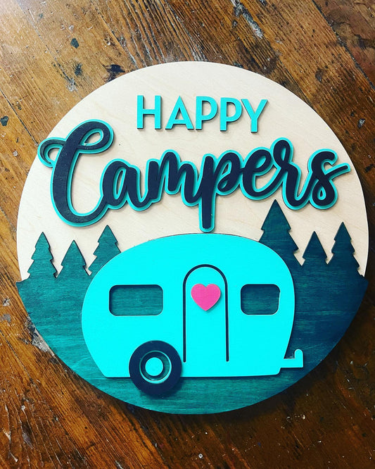 Happy Camper Round Door hanger