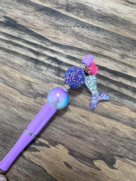 Mermaid Theme Beaded Pen w/ charm