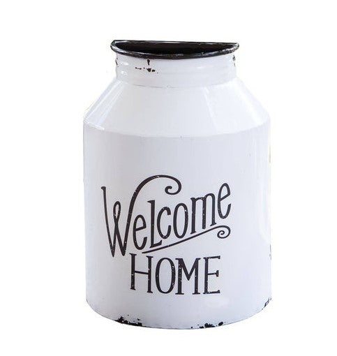 Welcome Home Metal Wall Milk Can